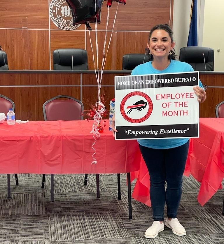 A photo of Ms. Whitehouse, CBSS Employee of the month for June 2021