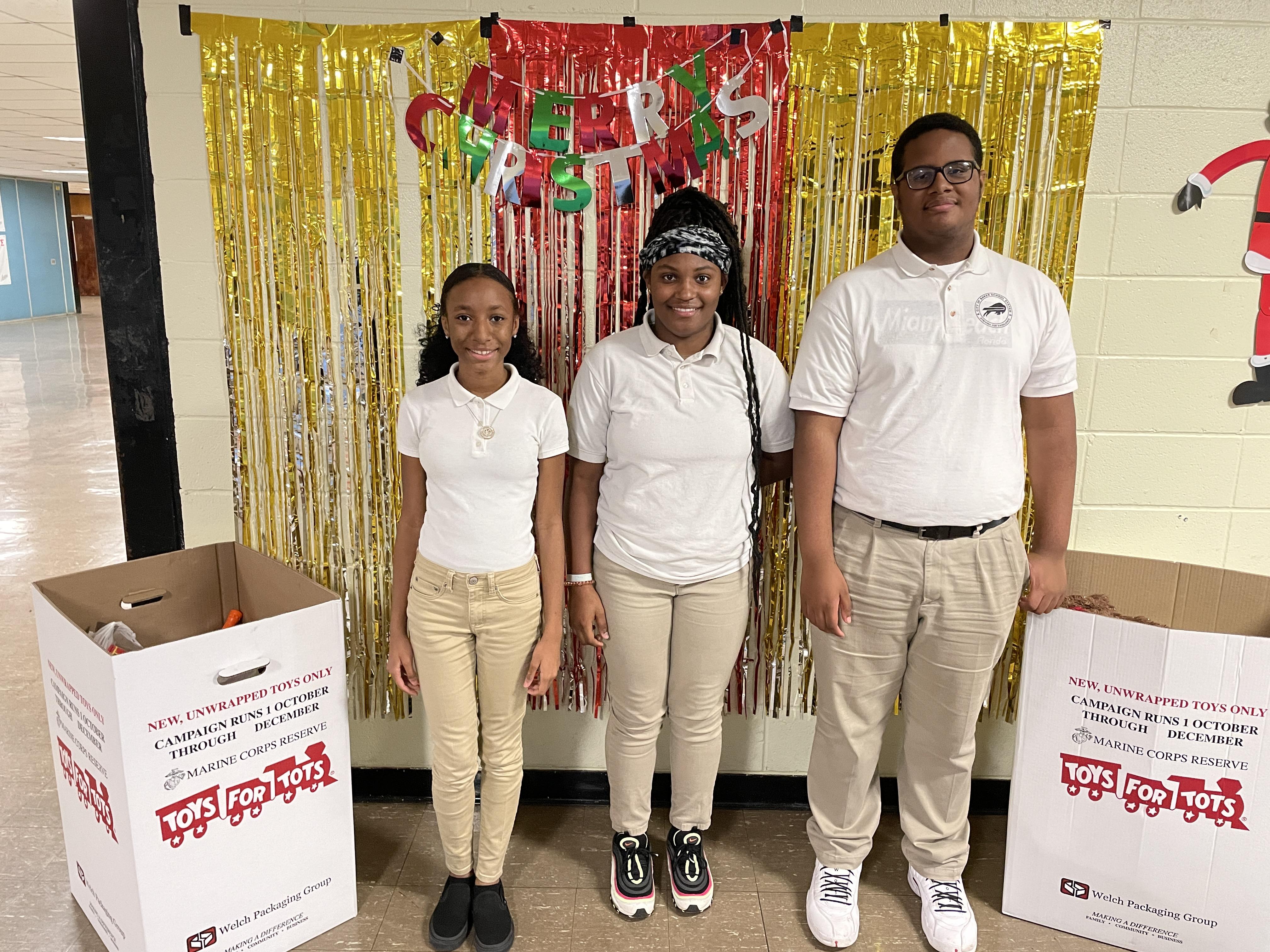 a photo of the Baker High School Freshman SGA Leaders who conducted a toy drive for "toys for tots"