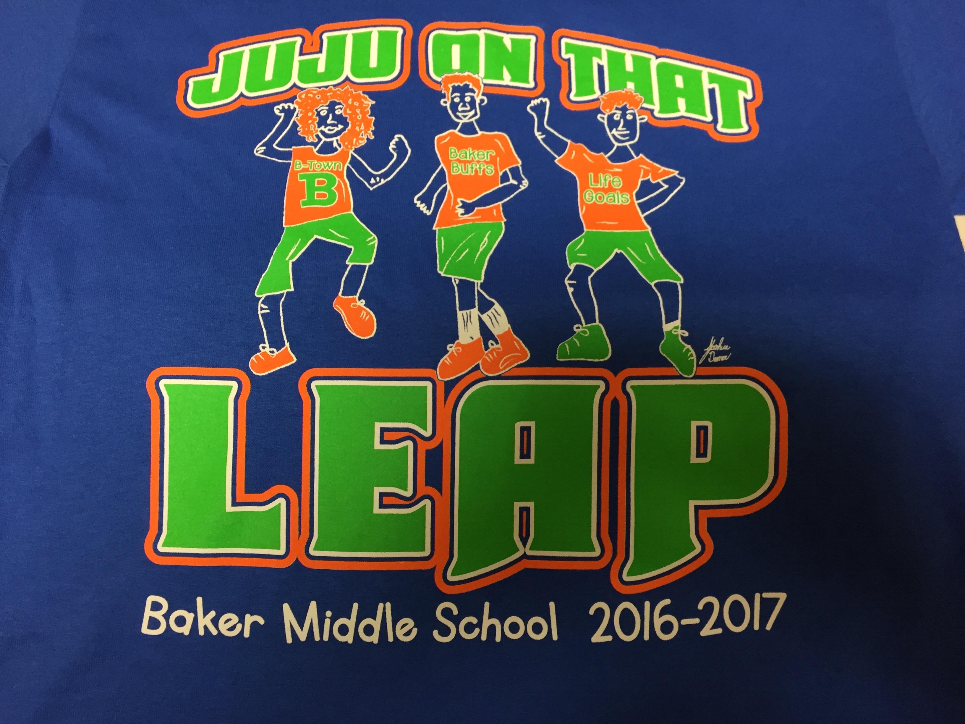 Photo of the Print Screen for the Newly Designed Baker Middle LEAP TShirt
