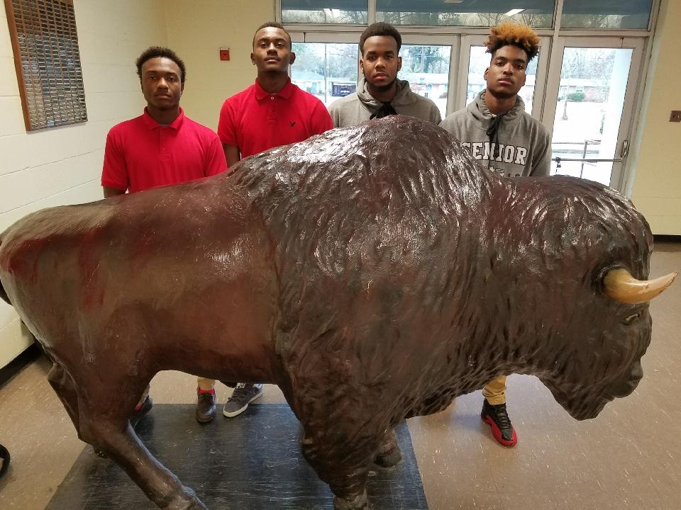 Photo of the 4 Baker High Football players to participat in the 2nd Annual NAACP Louisiana High School Senior Bowl Football Game