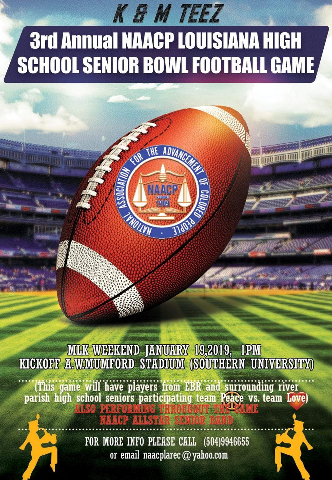  a photo of the poster advertising the 3rd Annual NCAAP Louisiana Senior Bowl