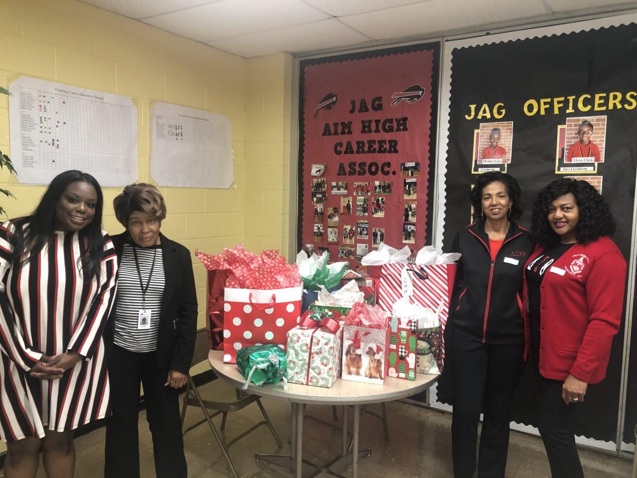  Baker Middle JAGS receiving Christmas gifts from the community