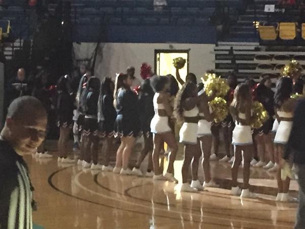 A photo of the Baker High School Dancers performing at a Southern University Basketball Game