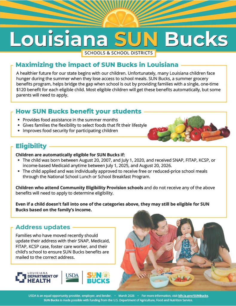 Flyer for summer food program