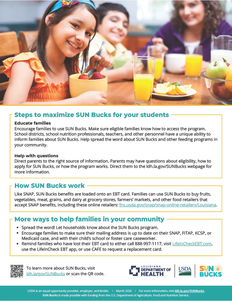 Flyer for summer food program