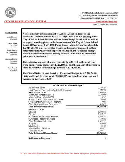 Notice of Public Hearing: Millage Adoption