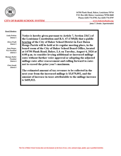 NOTICE OF PUBLIC HEARING: 2026 Millage Adoption