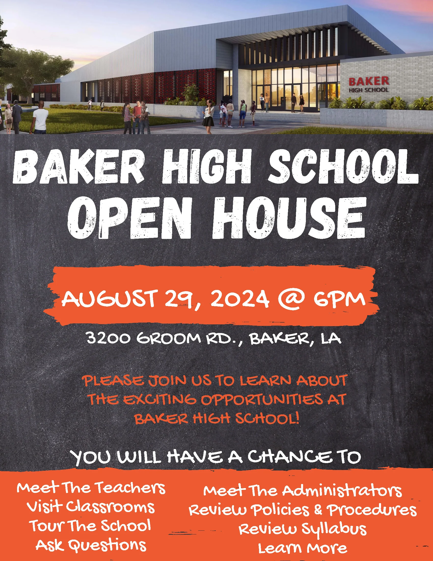 Baker High School Flyer for Open House