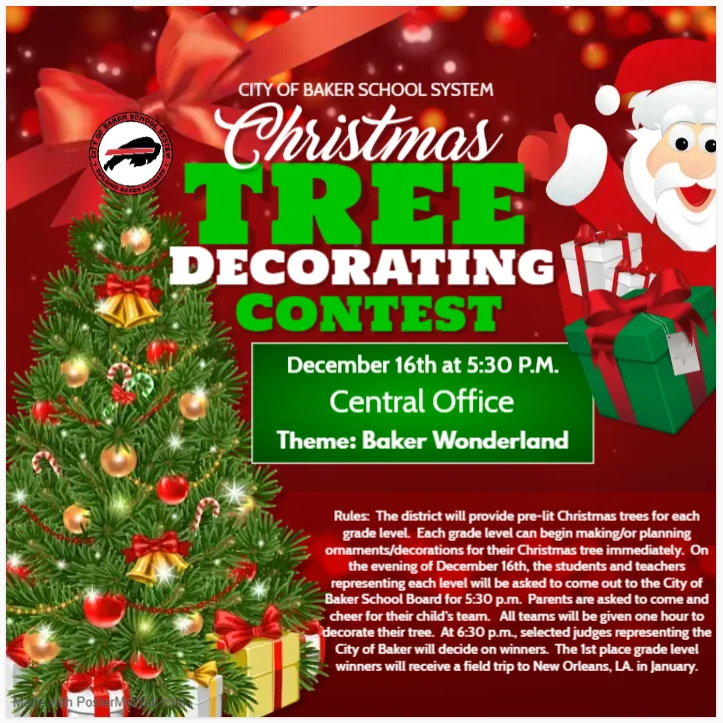 Flyer for CoBSS Christmas Tree Decorating Contest